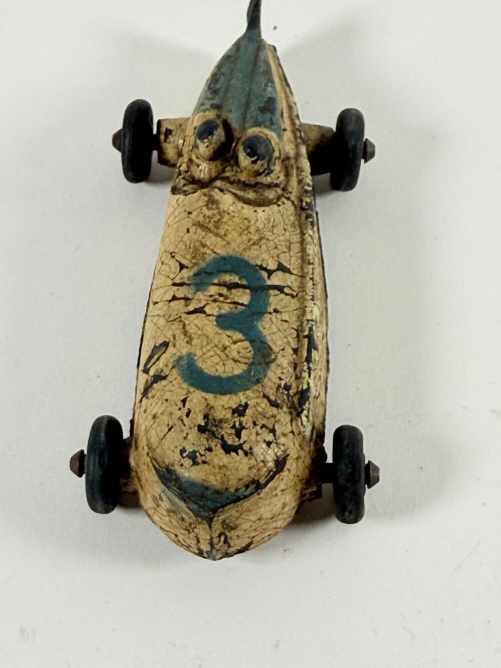 Vintage 1930s Sun Rubber Boat Tail Race Car Vintage Original Tires Display Toy C